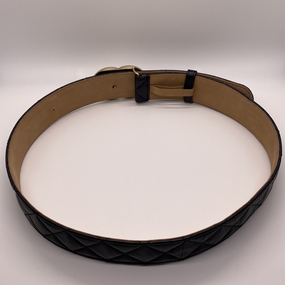 Chanel CC Gold Logo Quilted Black Belt - Picture 11 of 17
